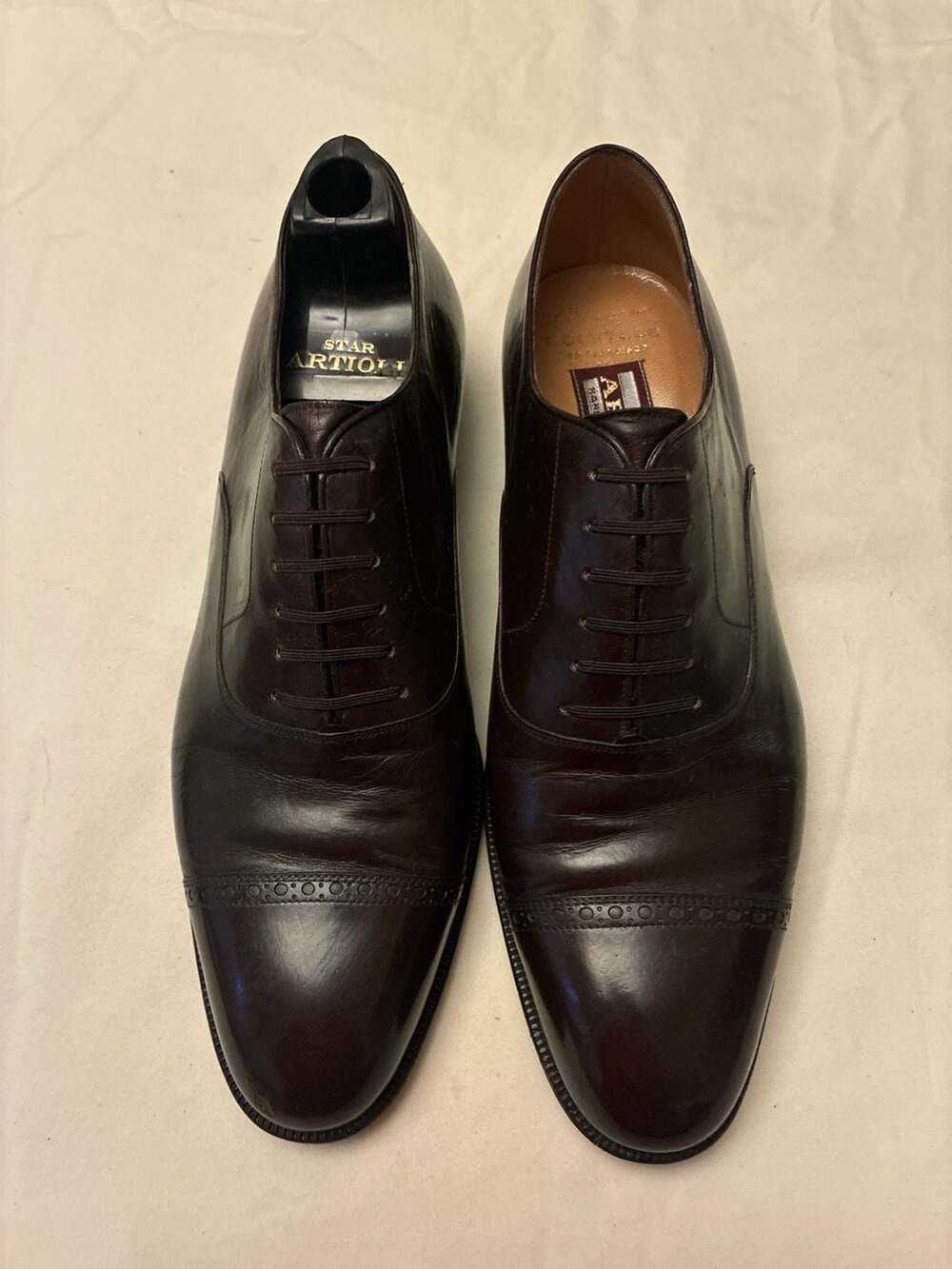 Artioli Star Handmade Italian Brown Leather Cap Toe Oxfords Size 8